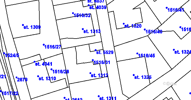 Parcela st. 5529 v KÚ Beroun, Katastrální mapa