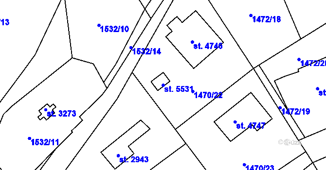 Parcela st. 5531 v KÚ Beroun, Katastrální mapa
