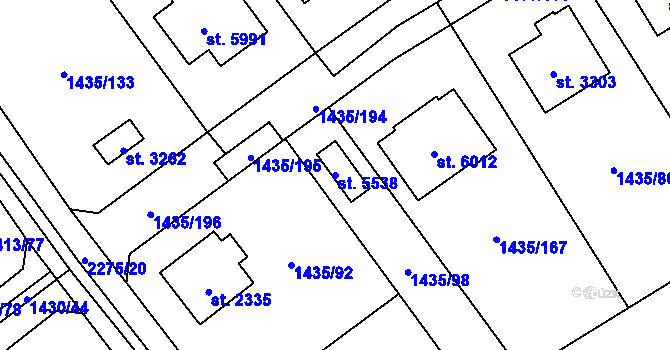 Parcela st. 5538 v KÚ Beroun, Katastrální mapa