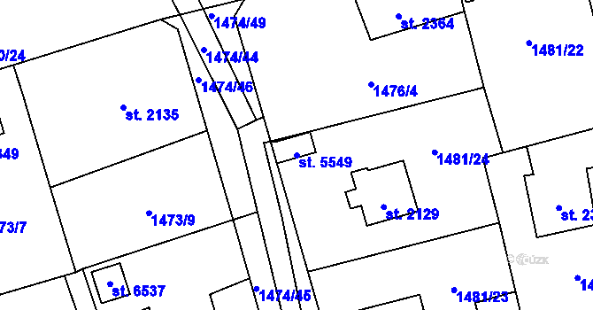 Parcela st. 5549 v KÚ Beroun, Katastrální mapa