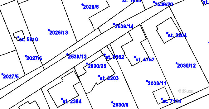 Parcela st. 5562 v KÚ Beroun, Katastrální mapa