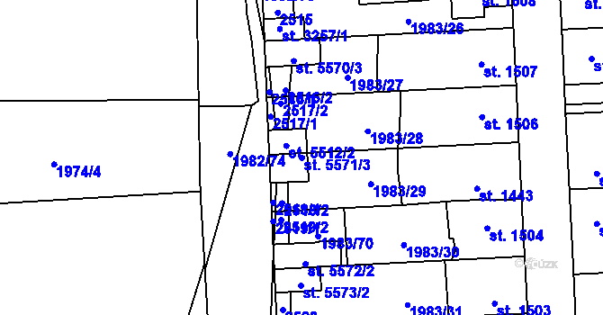 Parcela st. 5571/3 v KÚ Beroun, Katastrální mapa