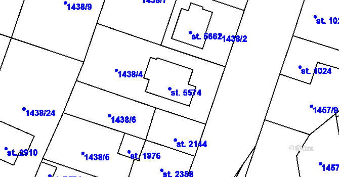 Parcela st. 5574 v KÚ Beroun, Katastrální mapa