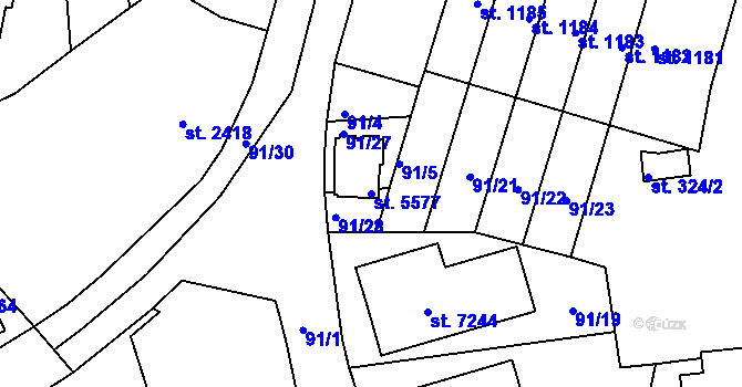 Parcela st. 5577 v KÚ Beroun, Katastrální mapa