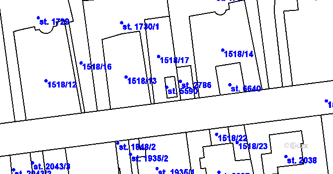 Parcela st. 5590 v KÚ Beroun, Katastrální mapa