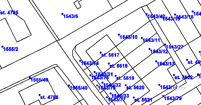 Parcela st. 5617 v KÚ Beroun, Katastrální mapa