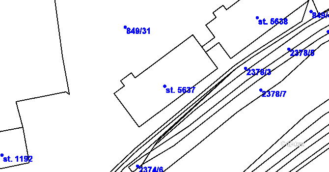 Parcela st. 5637 v KÚ Beroun, Katastrální mapa