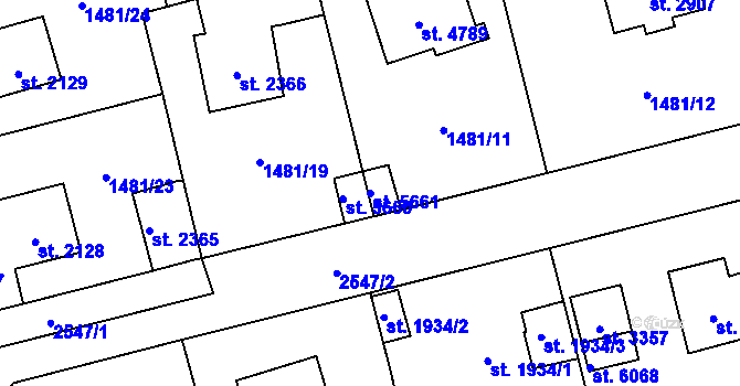 Parcela st. 5661 v KÚ Beroun, Katastrální mapa