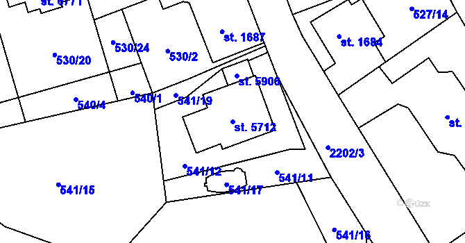 Parcela st. 5712 v KÚ Beroun, Katastrální mapa