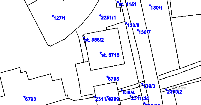 Parcela st. 5715 v KÚ Beroun, Katastrální mapa