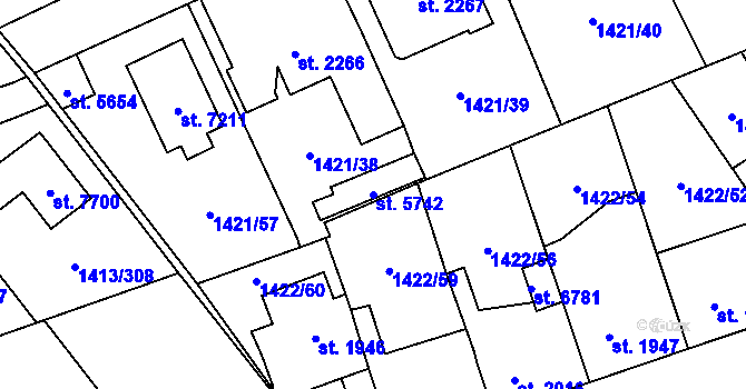 Parcela st. 5742 v KÚ Beroun, Katastrální mapa