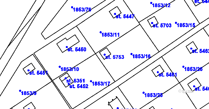 Parcela st. 5753 v KÚ Beroun, Katastrální mapa