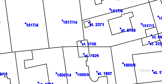Parcela st. 5756 v KÚ Beroun, Katastrální mapa