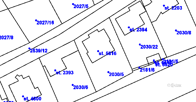 Parcela st. 5816 v KÚ Beroun, Katastrální mapa
