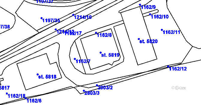 Parcela st. 5819 v KÚ Beroun, Katastrální mapa