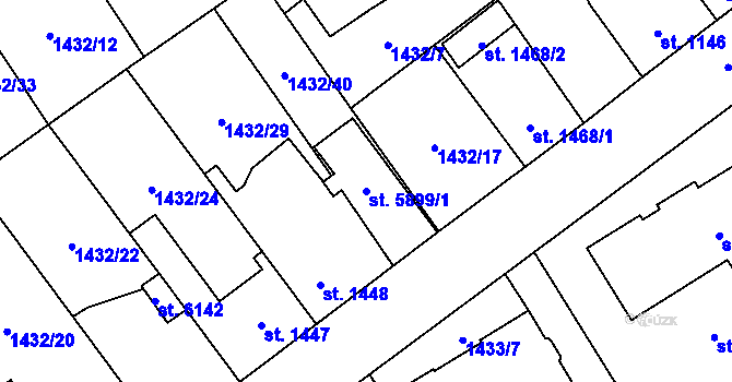 Parcela st. 5899/1 v KÚ Beroun, Katastrální mapa