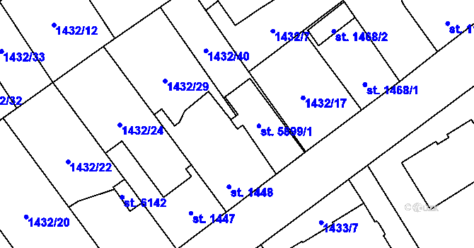 Parcela st. 5899/2 v KÚ Beroun, Katastrální mapa