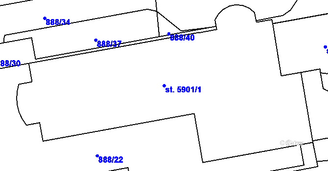 Parcela st. 5901/1 v KÚ Beroun, Katastrální mapa