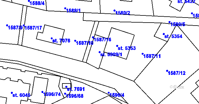 Parcela st. 5909/1 v KÚ Beroun, Katastrální mapa