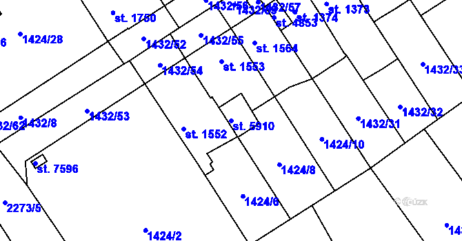 Parcela st. 5910 v KÚ Beroun, Katastrální mapa