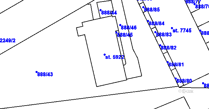 Parcela st. 5922 v KÚ Beroun, Katastrální mapa