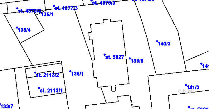 Parcela st. 5927 v KÚ Beroun, Katastrální mapa
