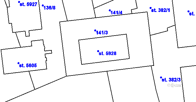 Parcela st. 5928 v KÚ Beroun, Katastrální mapa
