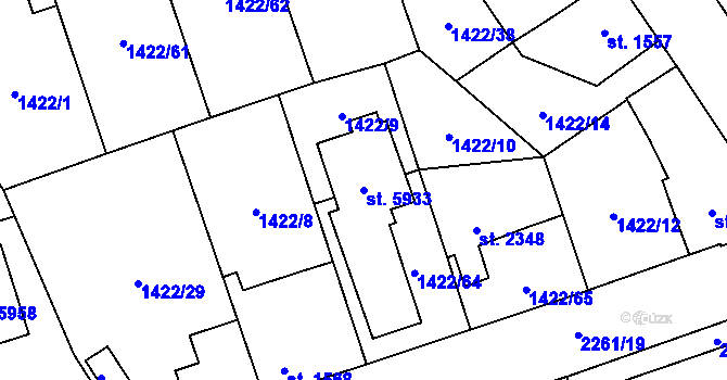 Parcela st. 5933 v KÚ Beroun, Katastrální mapa