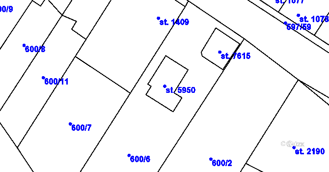 Parcela st. 5950 v KÚ Beroun, Katastrální mapa