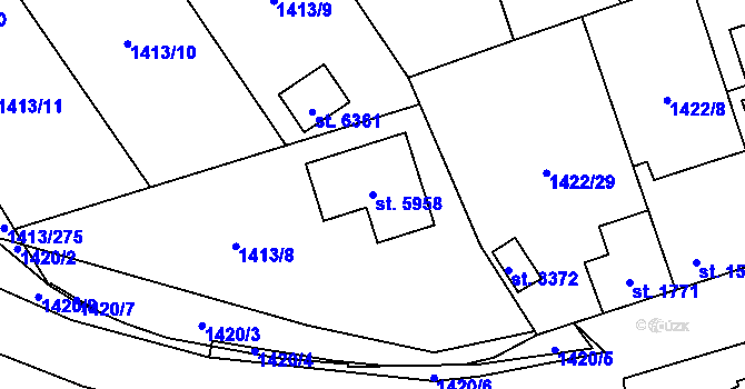 Parcela st. 5958 v KÚ Beroun, Katastrální mapa