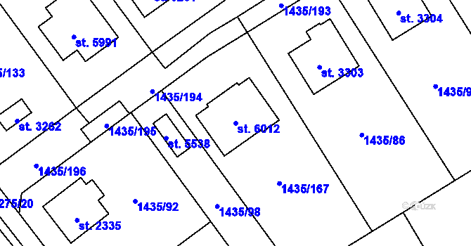 Parcela st. 6012 v KÚ Beroun, Katastrální mapa