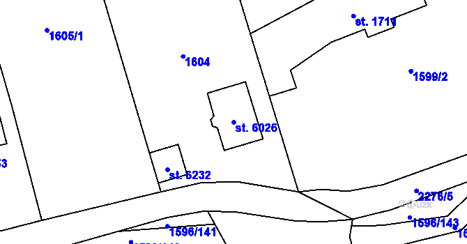 Parcela st. 6026 v KÚ Beroun, Katastrální mapa