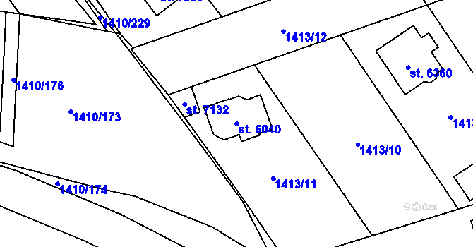 Parcela st. 6040 v KÚ Beroun, Katastrální mapa