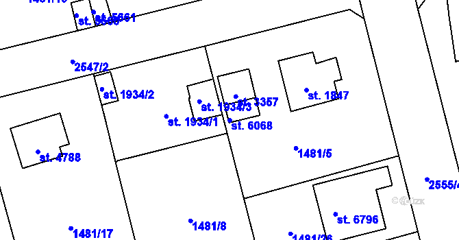 Parcela st. 6068 v KÚ Beroun, Katastrální mapa
