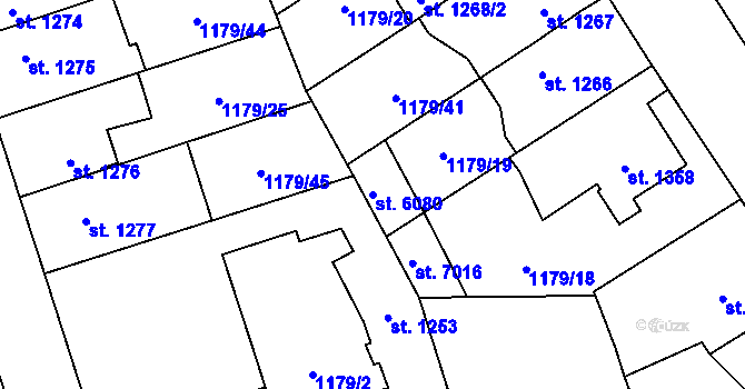 Parcela st. 6080 v KÚ Beroun, Katastrální mapa
