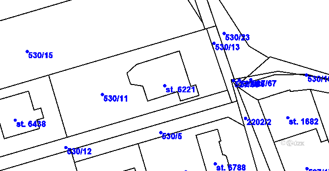 Parcela st. 6221 v KÚ Beroun, Katastrální mapa