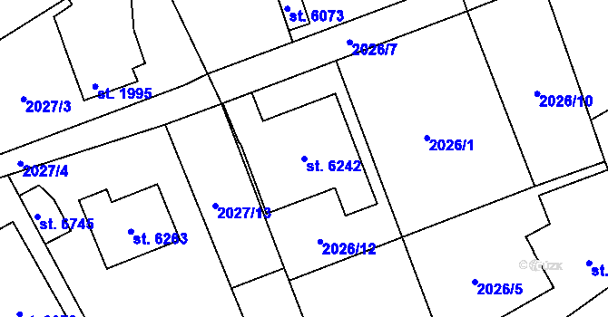 Parcela st. 6242 v KÚ Beroun, Katastrální mapa