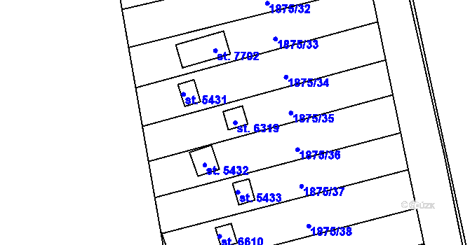 Parcela st. 6319 v KÚ Beroun, Katastrální mapa