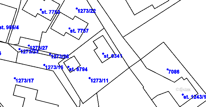 Parcela st. 6341 v KÚ Beroun, Katastrální mapa