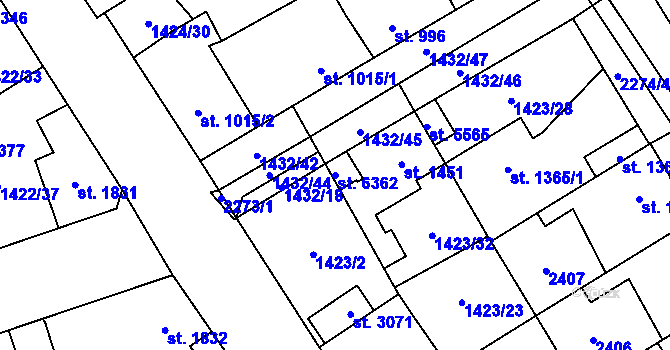 Parcela st. 6362 v KÚ Beroun, Katastrální mapa