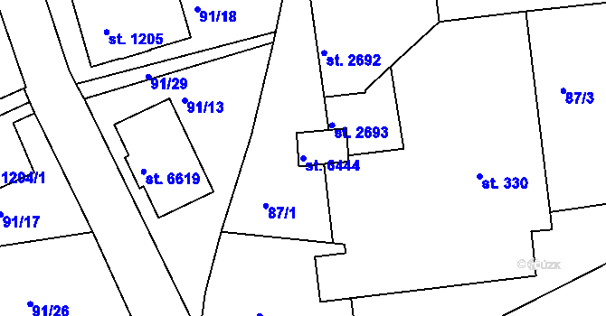 Parcela st. 6444 v KÚ Beroun, Katastrální mapa