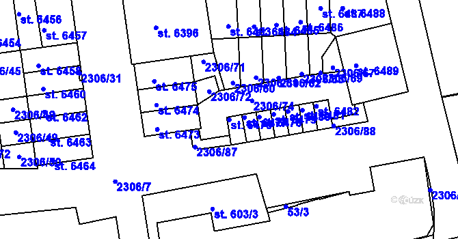 Parcela st. 6476 v KÚ Beroun, Katastrální mapa