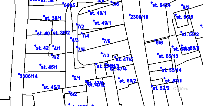 Parcela st. 7/3 v KÚ Beroun, Katastrální mapa