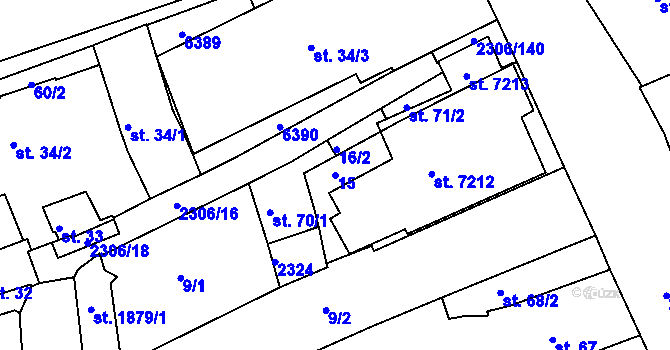 Parcela st. 15 v KÚ Beroun, Katastrální mapa