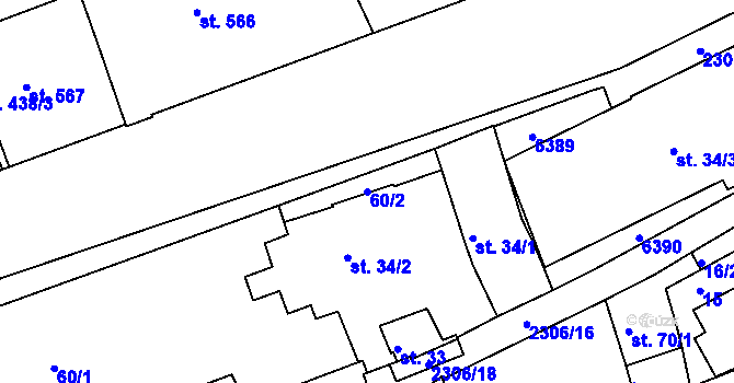 Parcela st. 60/2 v KÚ Beroun, Katastrální mapa