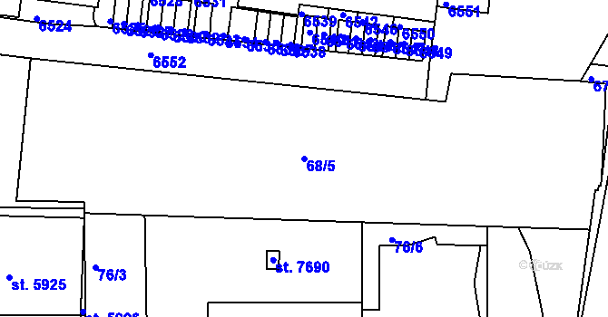 Parcela st. 68/5 v KÚ Beroun, Katastrální mapa