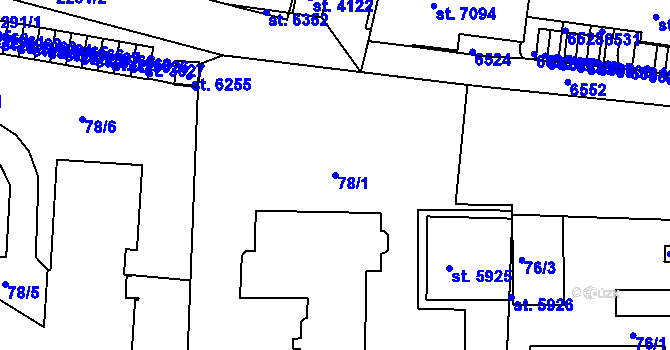 Parcela st. 78/1 v KÚ Beroun, Katastrální mapa