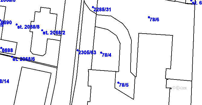 Parcela st. 78/4 v KÚ Beroun, Katastrální mapa
