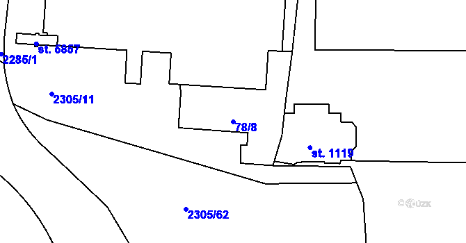 Parcela st. 78/8 v KÚ Beroun, Katastrální mapa