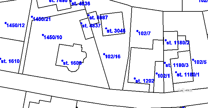 Parcela st. 102/16 v KÚ Beroun, Katastrální mapa